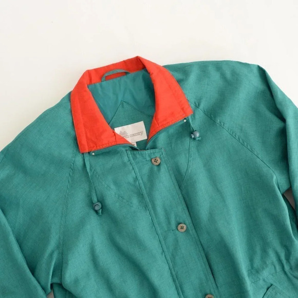 Vintage North Country Green Button and Zip Up Spring Jacket with Shoulder Pads S - Picture 10 of 13